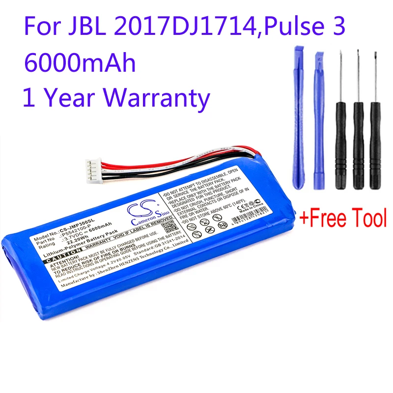 Cameron Čínsko P5542100-P Pre JBL 2017DJ1714 APJBLPUESE3 Impulz 3 CS-JMP300SL 6000mAh Bluetooth Výmena Reproduktorov Accu Batérie