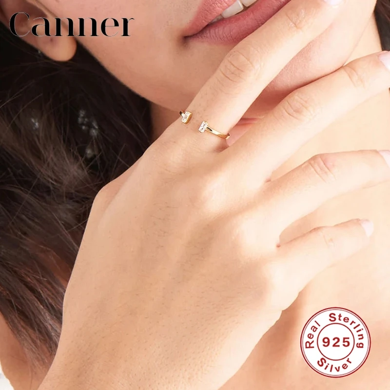 Canner 925 Sterling Silver Prst Prstene Pre Ženy Minimalistický Crystal Zirkón Kúzlo Krúžky Jemné Šperky Bague anillos mujer W5