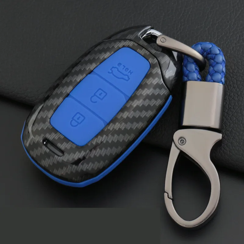 Carbon Fiber silikón Na Hyundai KONA Encino 2018 auto Tlačidlo auto Prípade Kľúč, ochranný kryt Plášťa keychain príslušenstvo tlačidlo prípade