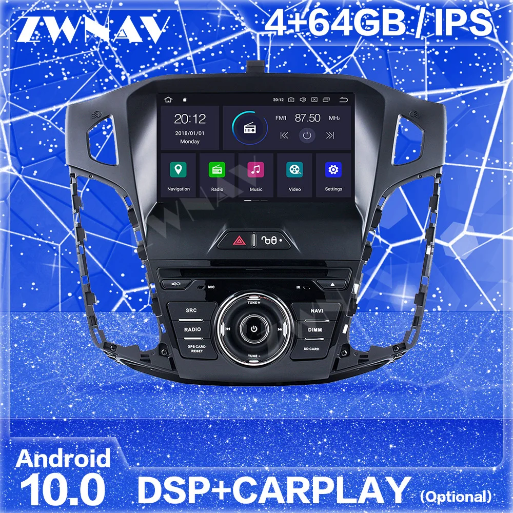 Carplay IPS Obrazovke Android Pre Ford Focus 2012 2013 2016 2017 Auto Rádio Audio Stereo Multimediálny Prehrávač GPS Vedúci Jednotky