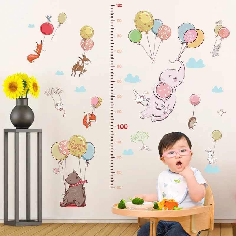 Cartoon Zvierat Balón Výška Nálepky Detí Spálne Materskej školy Triede Výška Stenu-Nálepky na Stenu Dekor