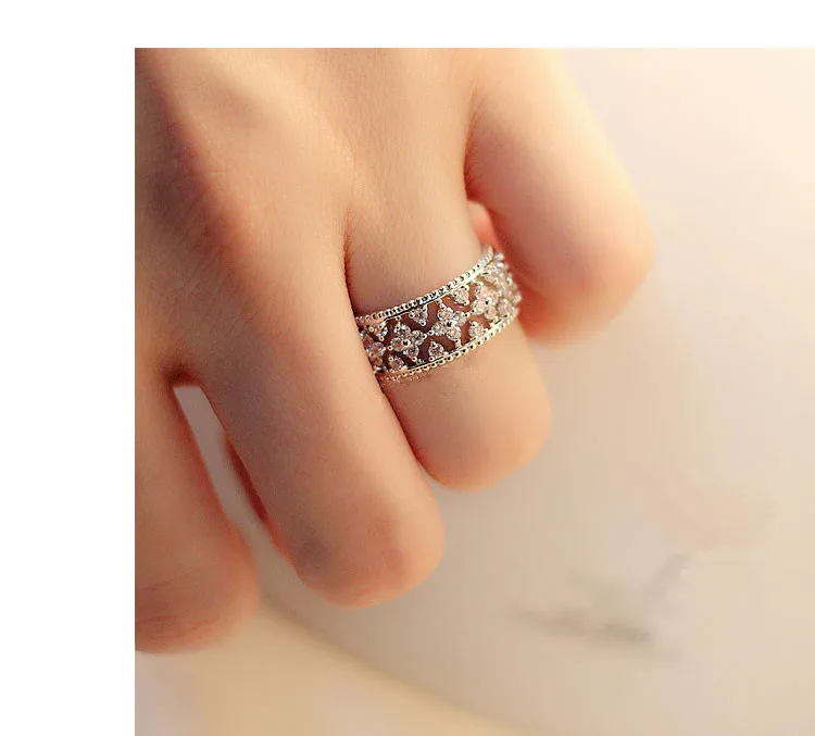 CC Strieborné Prstene Pre Ženy, Dámy Duté Ďatelina Otvoriť Svadobné Princezná Svadobné Šperky Zásnubný Prsteň Parure Bijoux Femme CC773