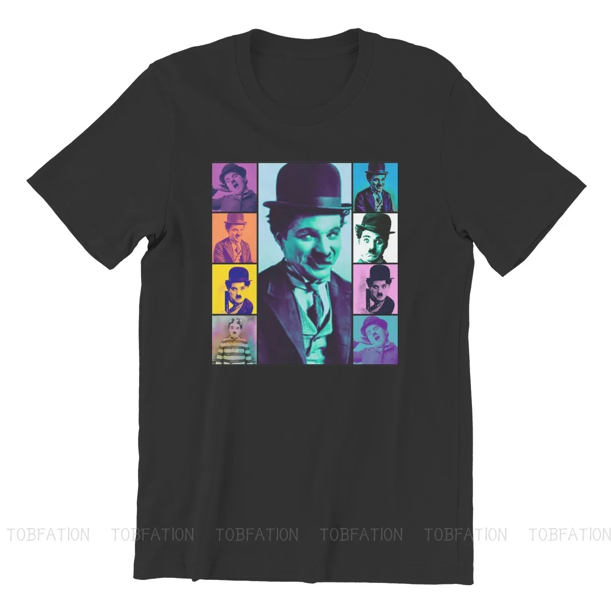 Charlie Sa Usmieva Čierne Tričko Chaplin Komediálny Herec Homme T-Shirt Tees Čistý Nadrozmerné Krátkym Rukávom Pre Mužov