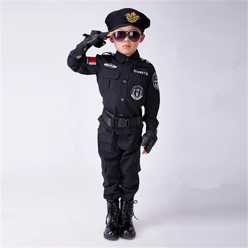 Chlapci Polície Deti Jednotné Deti Cosplay Policajtov, Kostýmy, Špeciálne Armády Vojenskú Uniformu Mš Výkon Oblečenie Set Sa
