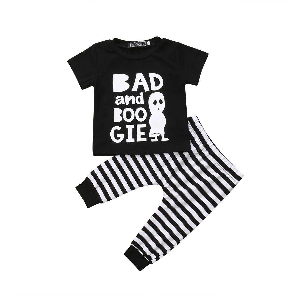 Citgeett Novorodenca Chlapec Dievča Bavlna Top Boo Halloween T-tričko Pruhované Dlhé Nohavice, Oblečenie Oblečenie Letné Bežné Nastavenie
