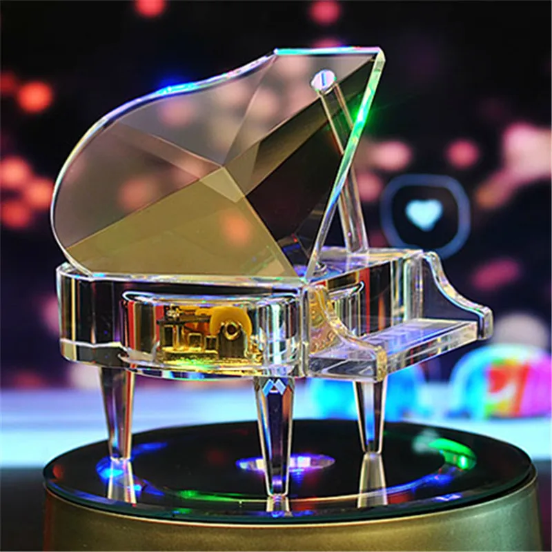 Crystal Remesiel Ozdoby Crystal Piano Music Box Valentína Vianočný Darček Svadobné Dekorácie Tvorivé Crystal Music Box
