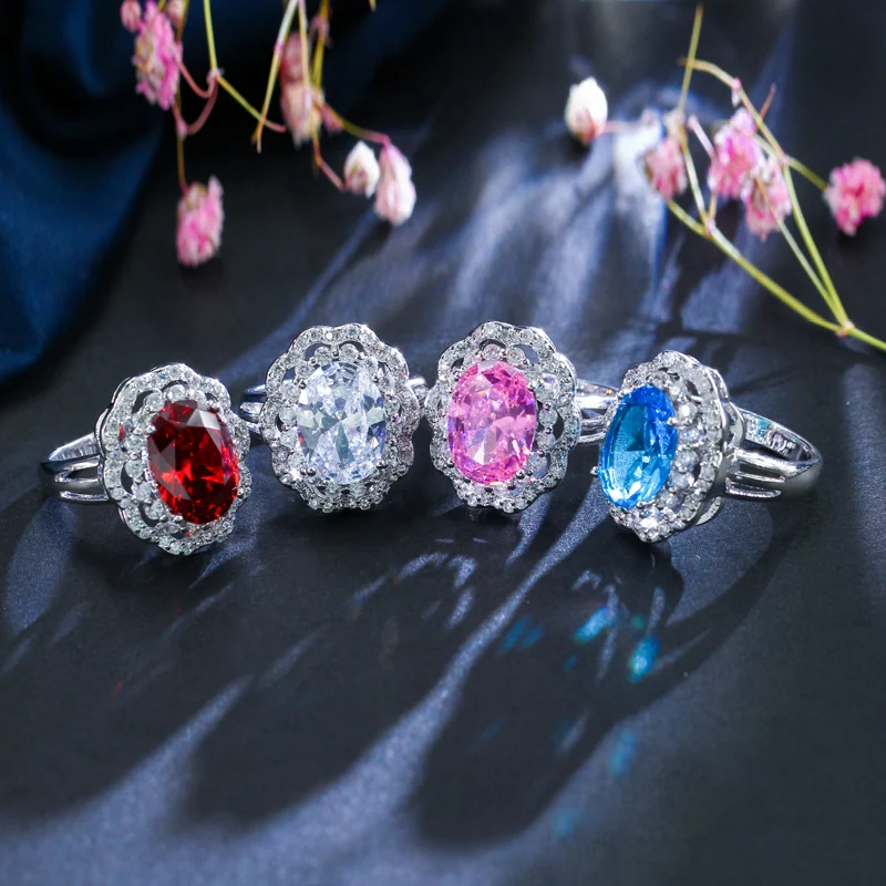 CWWZircons Vintage Ženy Kostým, Doplnky, Luxusné Veľké Oválne Svetlo Modré Crystal Šperky Súpravy S Cubic Zirconia Kamene T012