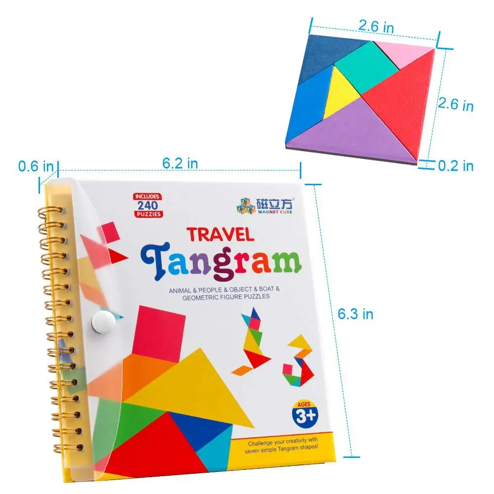 D-FantiX Cestovné Tangram Puzzle s 3 Sada Magnetických Tangram Tangoes Tvary Aorty Hru so Riešenie Hračka pre Deti, Študenti