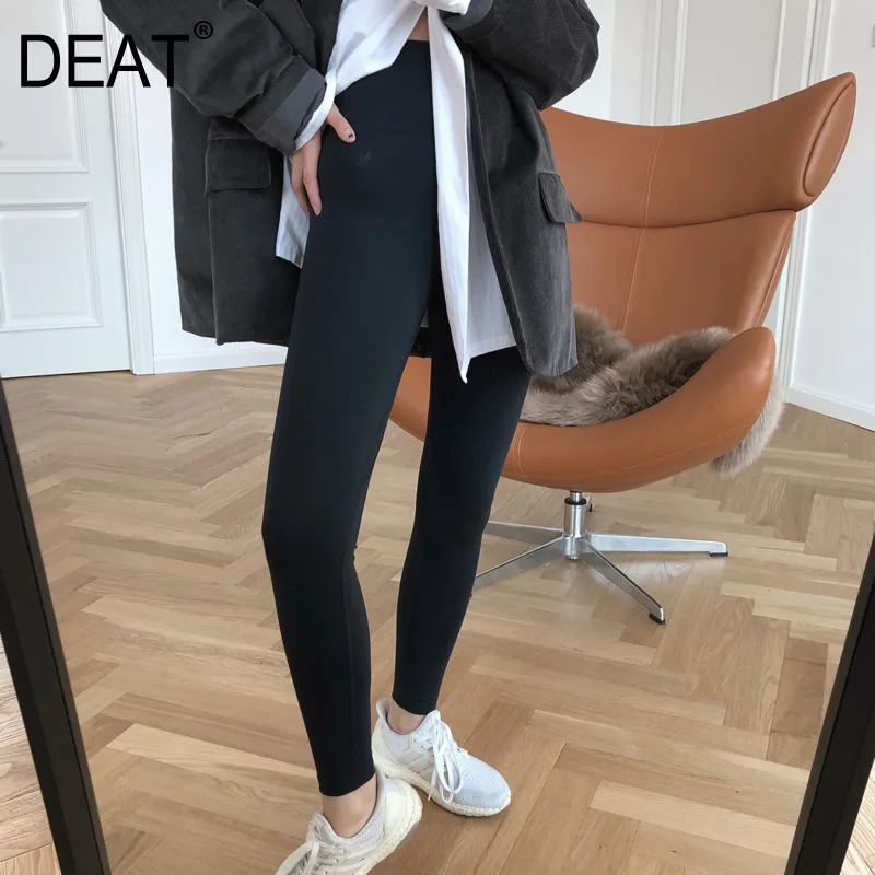 [DEAT] Nový Štýl Tiktok Vysokej Nahé Jogy Telocvični Nohavice Solid Black Vysoký Pás Ploché Plnej Dĺžke Y2k Oblečenie Športové 2021 Jar GX354