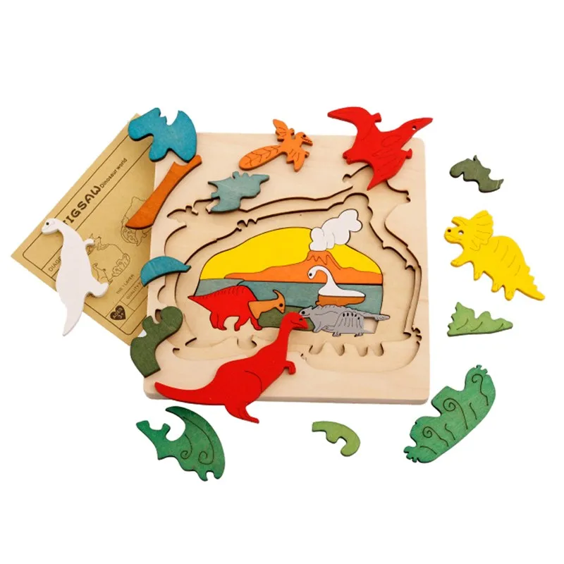 Deti Drevené 3D Multi-Layer Skladačka Puzzle, Hračky, Zvieratá A Vozidlá Detí Raného Vzdelávania Hračky pre Deti, Darčeky