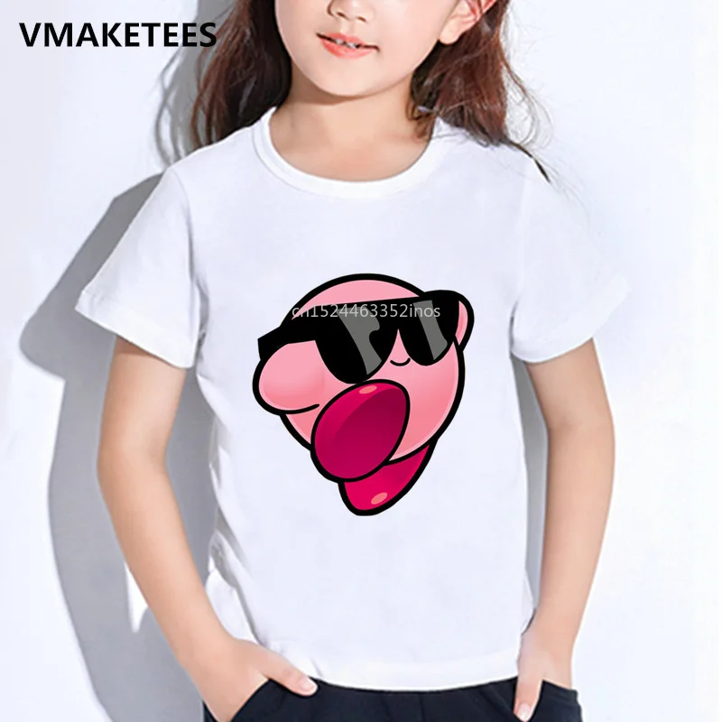 Deti Letné Dievčatá a Chlapci T shirt Deti Arcade Koláž Kirby Karikatúra Tlače T-shirt Kirby ' s Adventure Vtipné Detské Oblečenie
