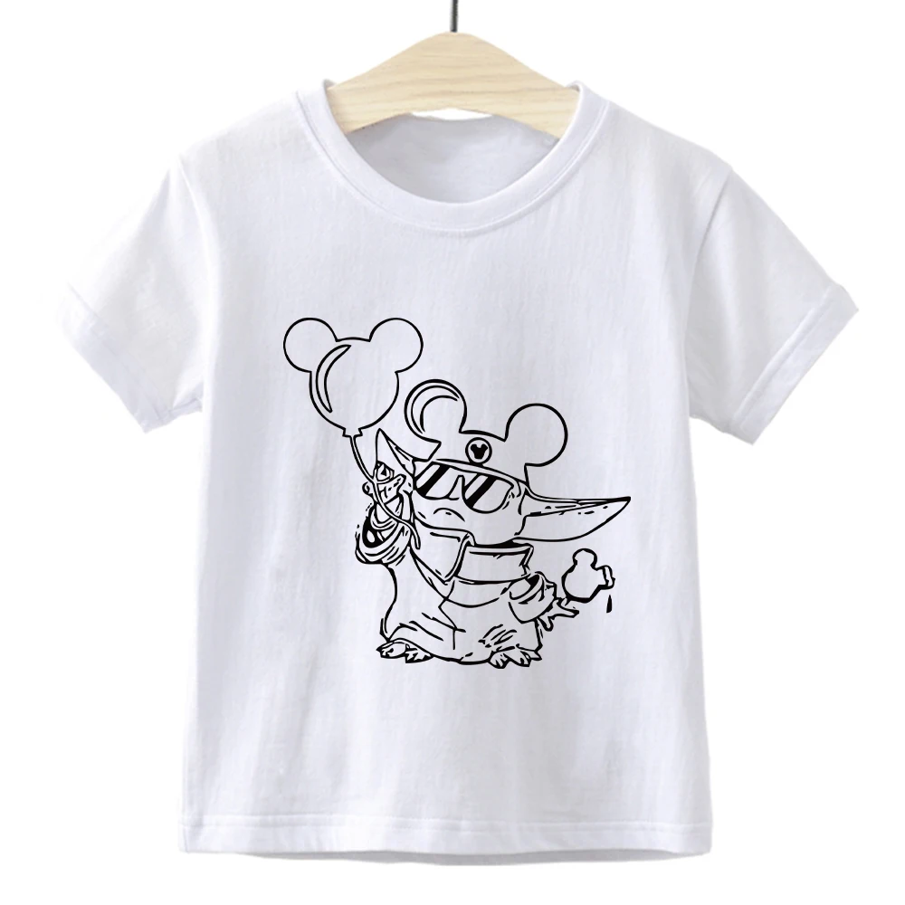 Detské oblečenie mandalorian karikatúra tlače chlapec T-shirts roztomilý dievča vrchole letné all-zápas bežné deti oblečenie Star Wars tričko