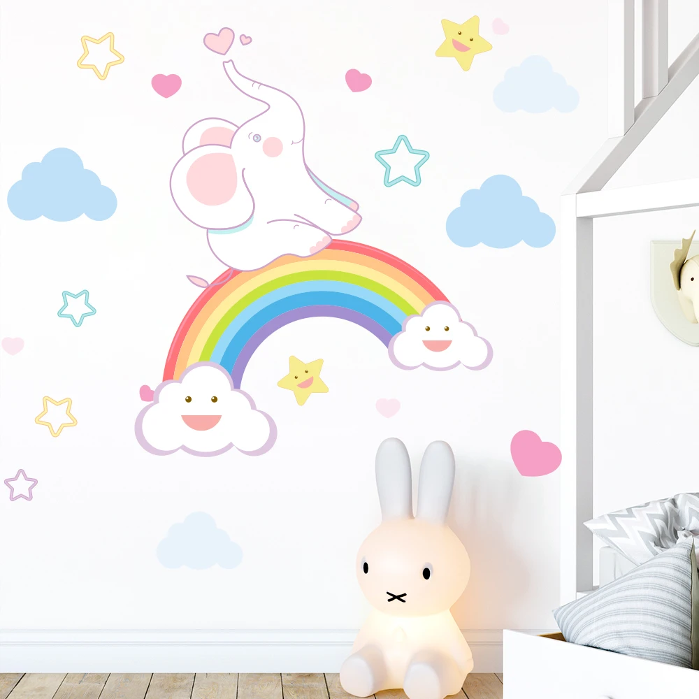 Detské samolepky na stenu Fantasy Dúhová Princezná samolepky pre mš rodina spálne hračka miestnosti dekorácie