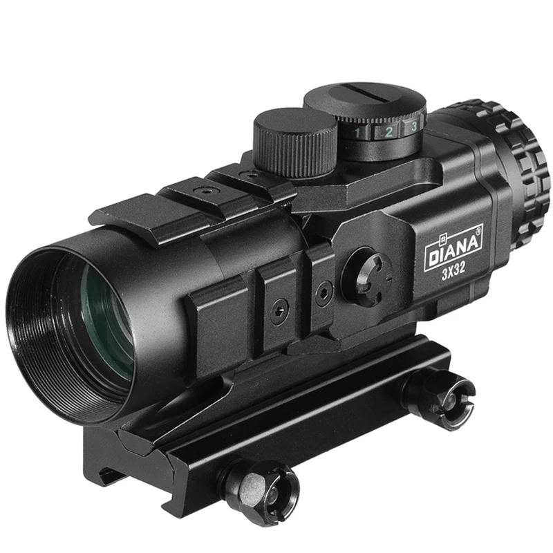 DIANA 3X32 Red dot zelené svetlo, lovecká puška Collimator pohľad taktické optické Puška rozsah Odhaliť priestor pre puška lov