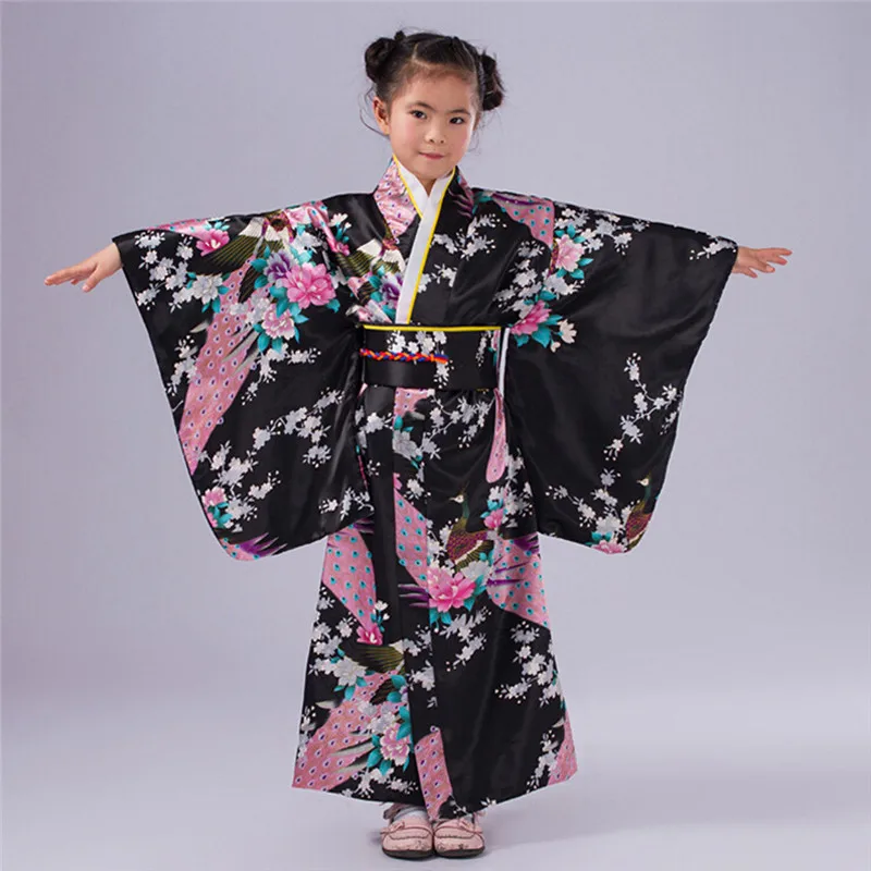 Dievča japonské kimono Batoľa Detský Baby Dievčatá Oblečenie Oblečenie Kimono Šaty, Japonský Kroji #3O08