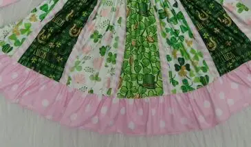 Dievča točiť šiat St. Patrick ' s Festivalu pás dlhý rukáv prekladané ďatelina tlač vzor dievča šaty