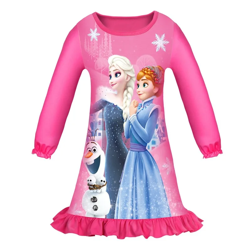 Dievčatá Disney Pyžamo Šaty Mrazené Elsa Sleepwear Šaty Deti Oblečenie Snehová Kráľovná Dievča Princezná Šaty Narodeniny Vestidos
