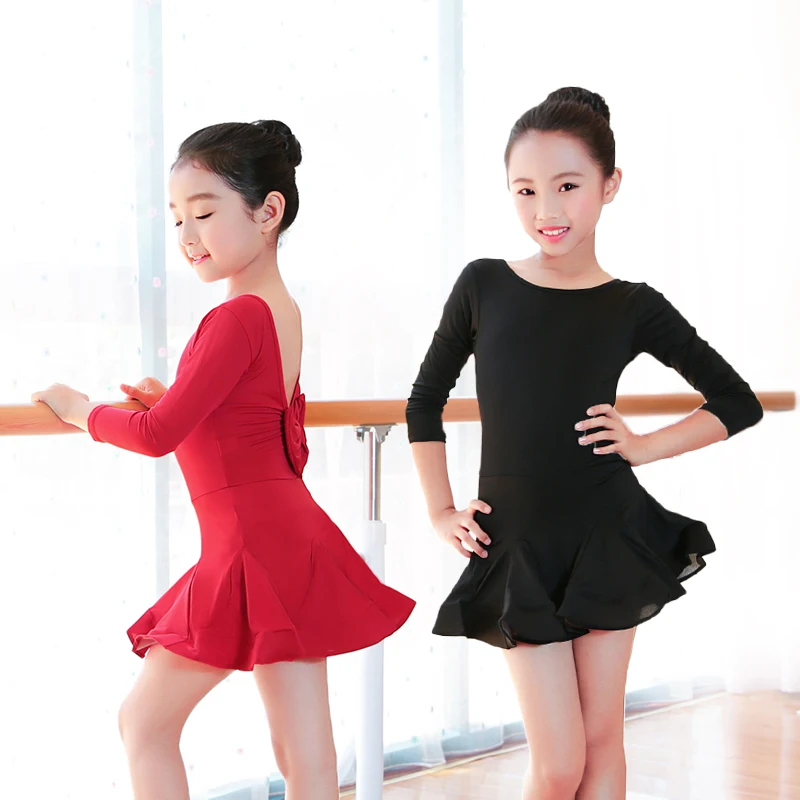 Dievčatá Latinské Tanečné Šaty Deti, Deti V-Späť Bowknot Salsa Tango Sála Tanečné Kostýmy