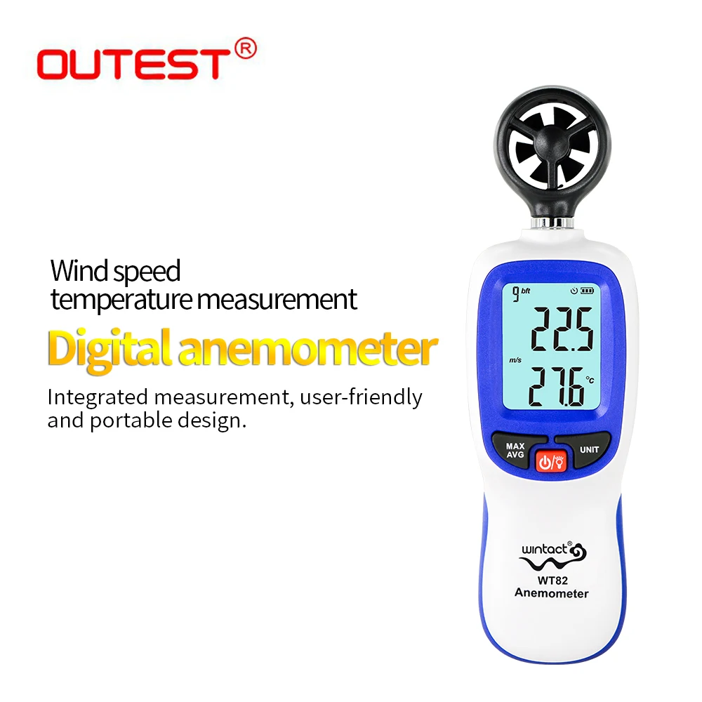 Digitálna rýchlosť Vetra Meter Anemometer Prietok Vzduchu nástroj Ručička Teploty LCD Displej Automatické Tachometra WT82