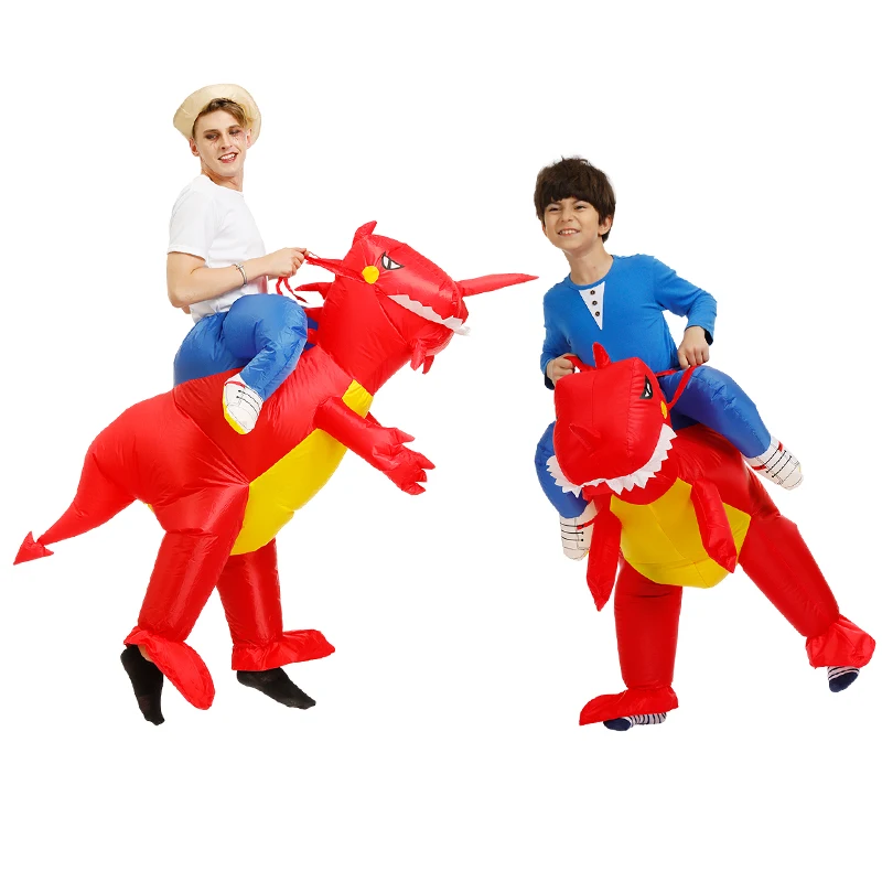 Dinosaurov Nafukovací Detský kostým Anime, Červená dinosaura T-REX cosplay oblečenie Halloween Kostýmy Pre Dospelých, deti Strany Jumpsuit