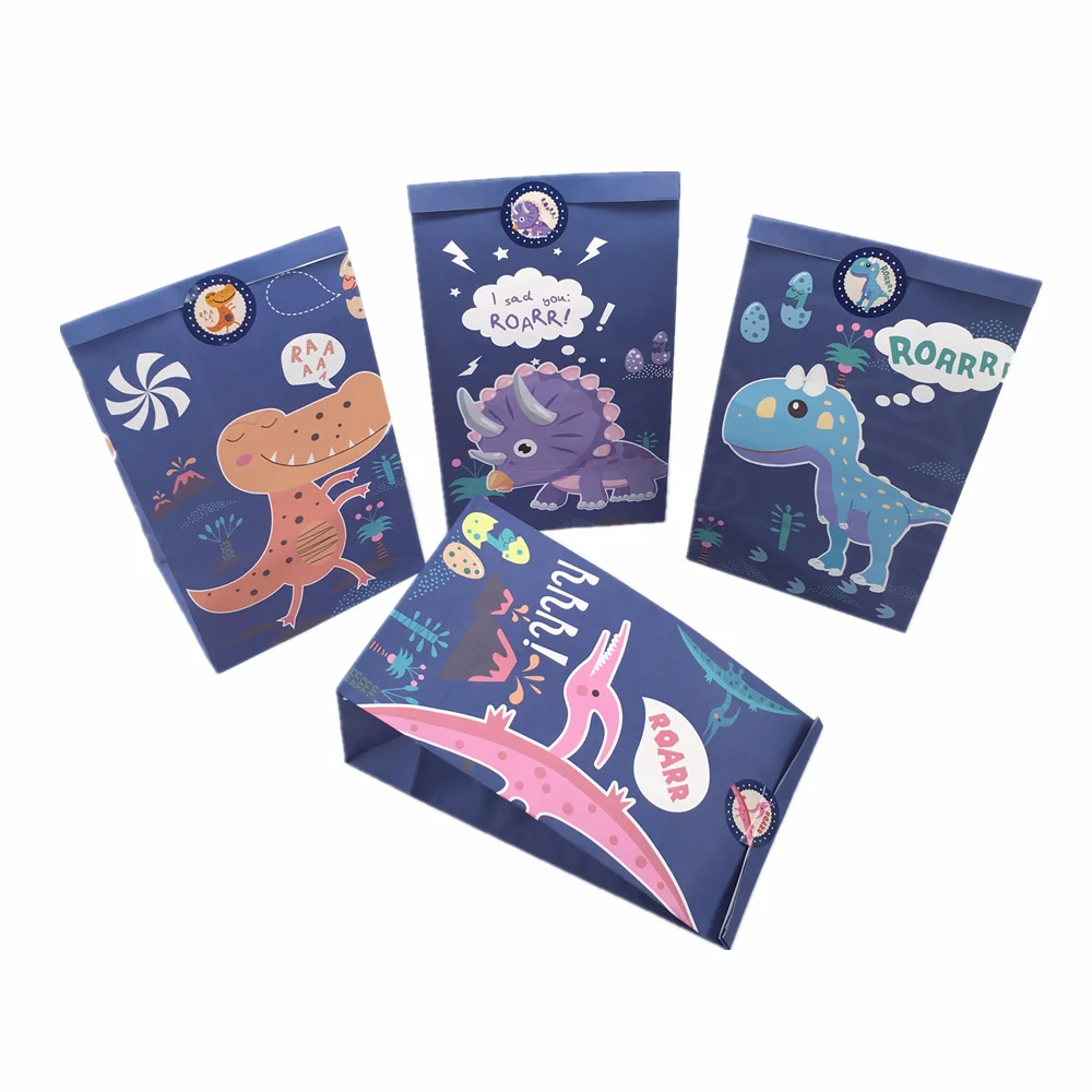 Dinosaurov Strana navrhne Baby Sprcha Candy Box Papierové Darčekové tašky s Nálepkou Deti Džungle Zvierat Tému Narodeniny Party Láskavosti Dekor