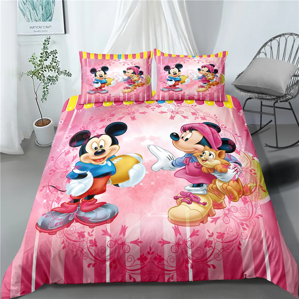 Disney Fialová Kvetinový Minnie Mouse Polyester Perinu obliečky na Vankúše Cumlík Kryt Set pre Chlapcov, Dievčatá Spálňa Decor Twin Jeden