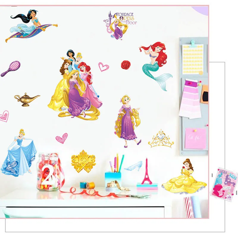 Disney nálepky obývacia izba, spálňa samolepiace Princezná dekoratívne samolepky detskej izby kreslené tapety kindergart