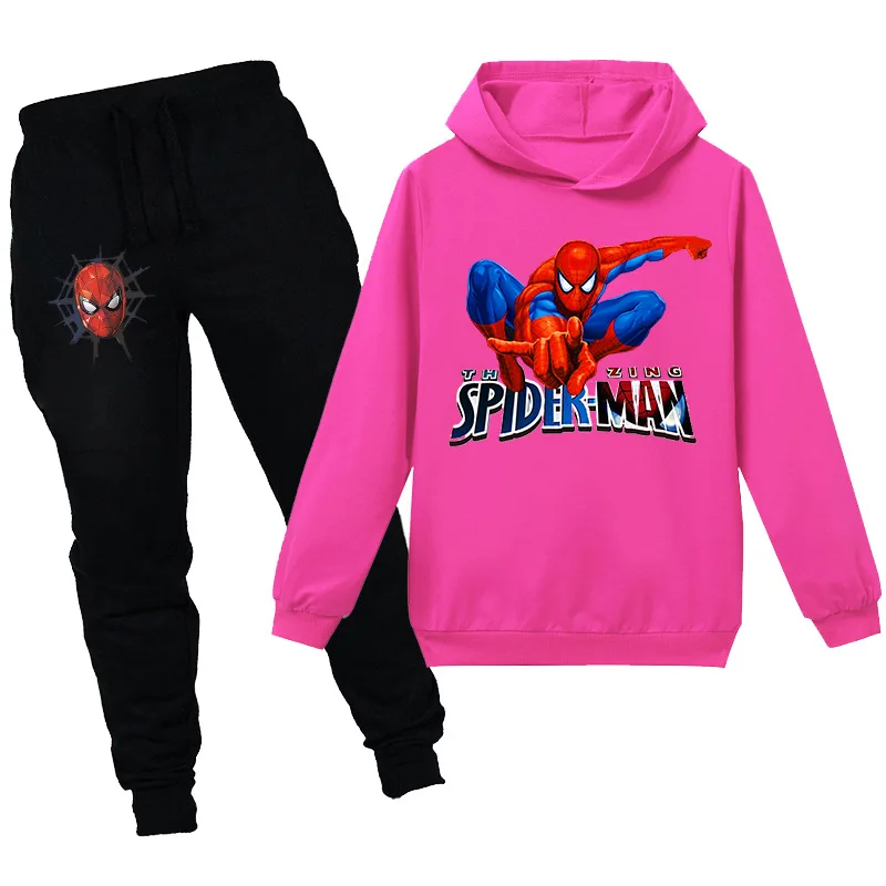 Disney Spider-man Deti Hoodies Tepláková súprava Jeseň chlapec Oblečenie Sady Spiderman Cartoon Deti, Chlapec a Dievča Šaty s Kapucňou Nohavice Obleky