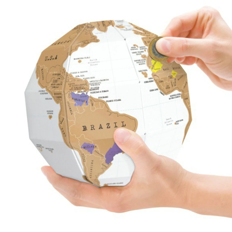 DIY Poškriabaniu 3D Mapu Papier Puzzle Pre Cestovanie Označenie Svete 3D Stereo Montáž Svete Mape Sveta Cestovných Dieťa Dieťa Hračku Darček