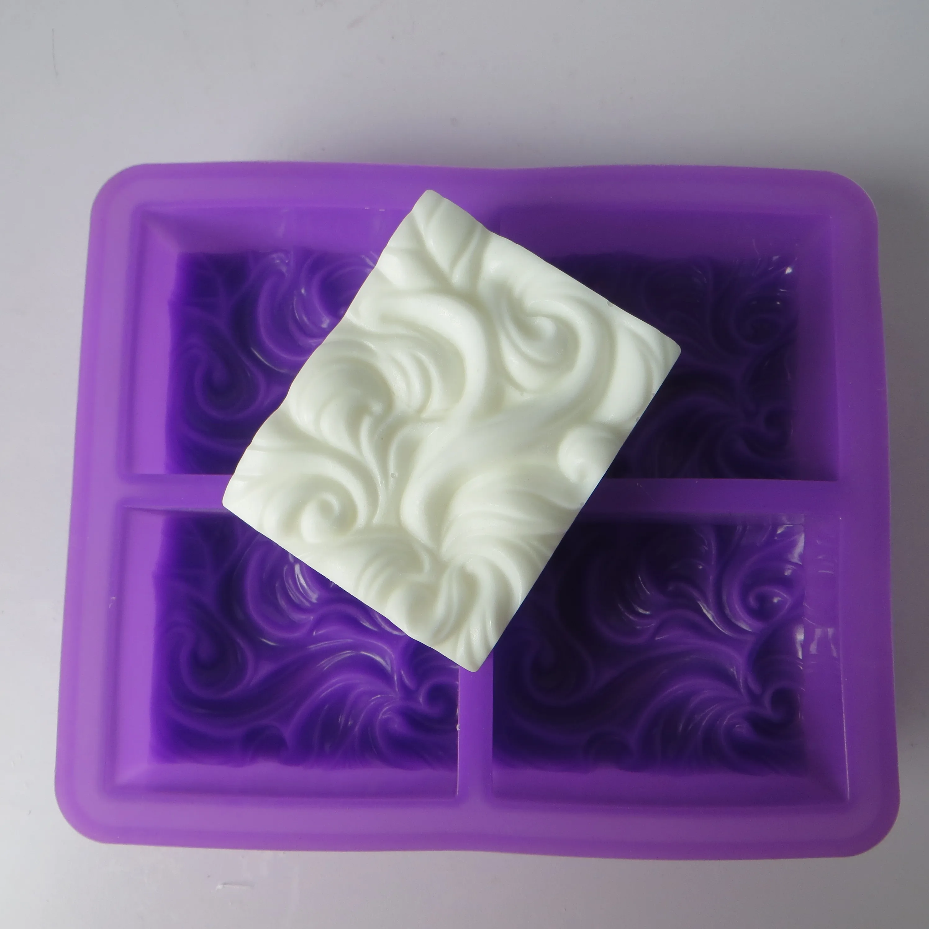 DIY Silikónové Mydlo Formy 4-Dutín 3D zvlnený tvar oblakov Silikónové Mydlo Plesní, Ručne vyrábané Mydlo Tvorby Plesní Obdĺžnik Mydlo Formy