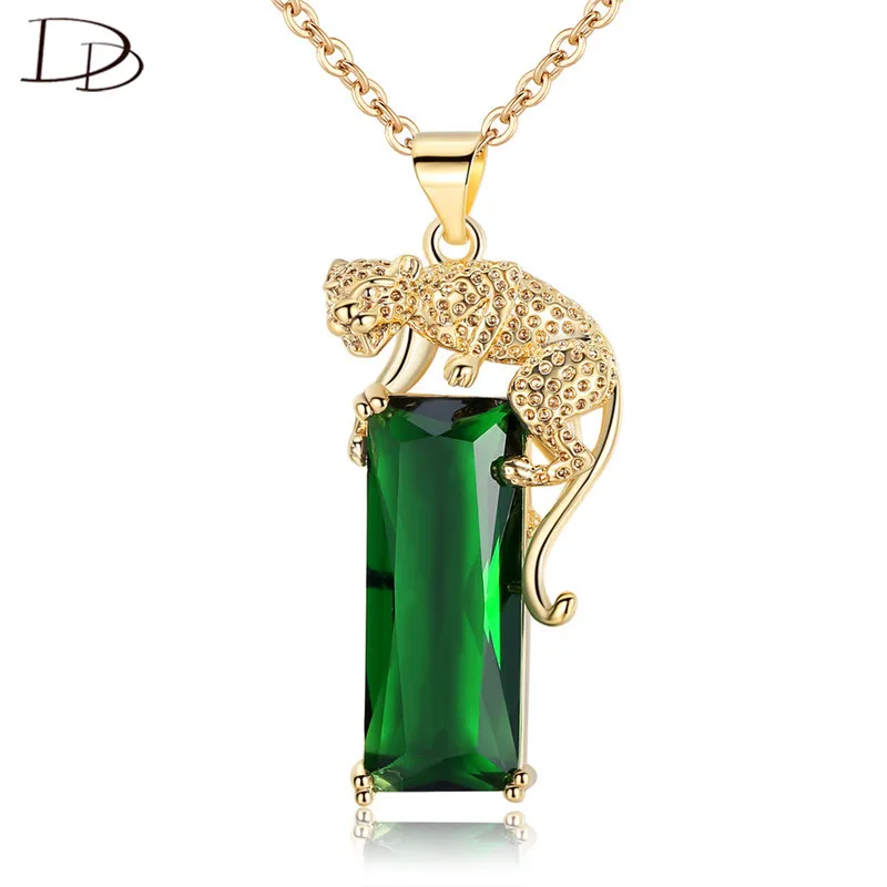 DODO Super Módne Leopard Náhrdelníky Pre Ženy Dlhé Pásy Dark Green Crystal Prívesok Zlatý Náhrdelník Reťazí Šperky N348