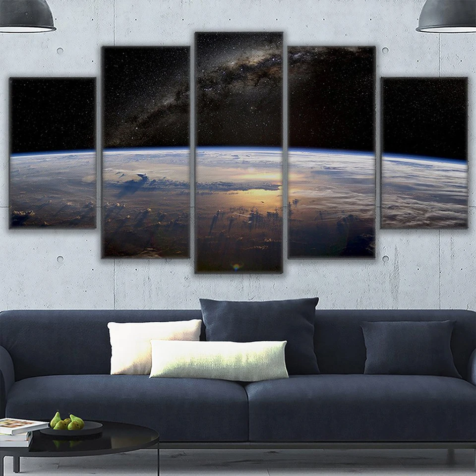 Domáce Dekorácie Plagáty Rám Obývacia Izba 5 Panel Vesmír, Planéta Modulárny Obrázok Wall Art HD Vytlačené Moderná Maľba Na Plátno