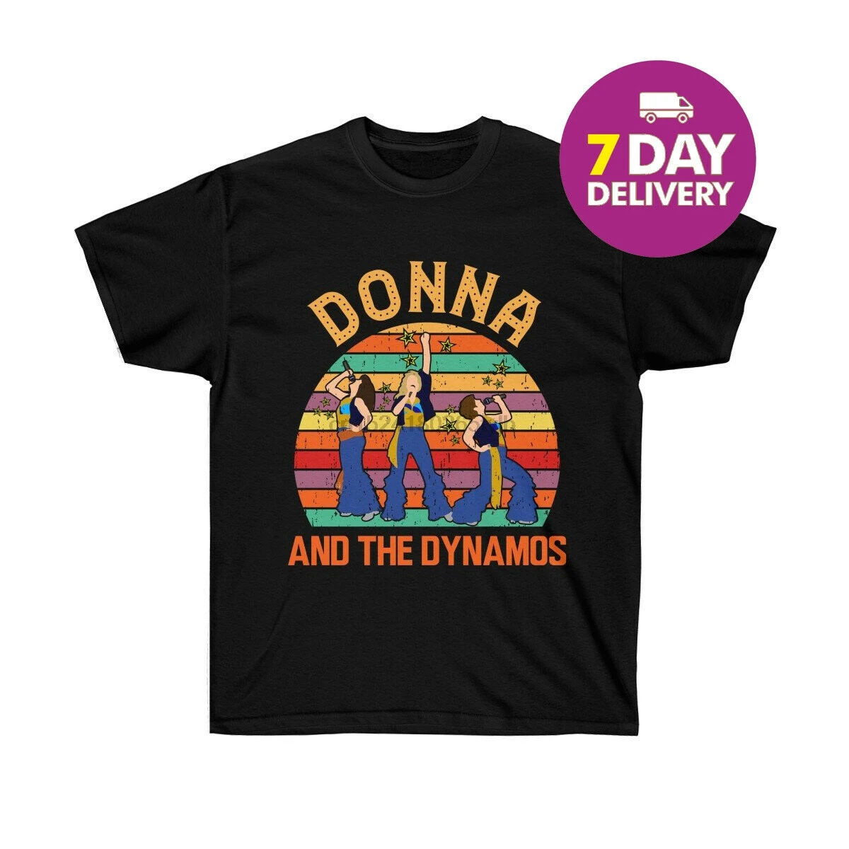 Donna A Dynamos T-Shirt Mamma Mia Hudby Čierna Bavlna S-3Xl