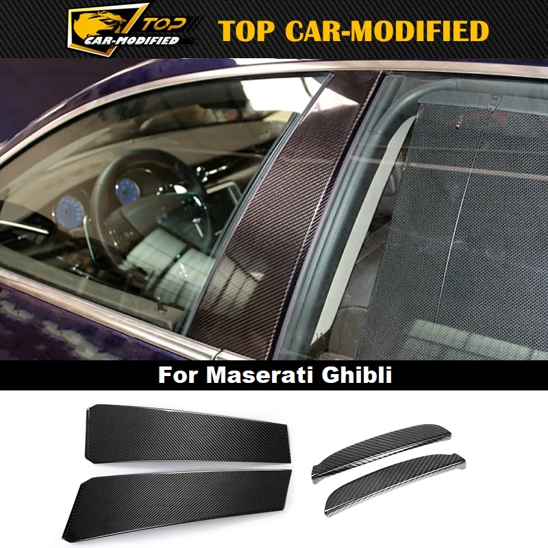 Doprava zadarmo Zabránilo poškriabaniu auto príslušenstvo, carbon fiber B-stĺpik okno orezania kryty pre Maserati Ghibli 2013 až