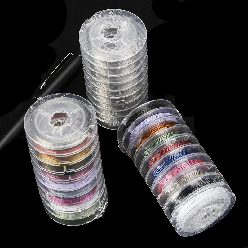 Drôt pre módne doplnky, 0.38 mm 0.45 mm Farba oceľový drôt, DIY, malé roll balík, jeden valec, 10 m, 10 farieb, jeden barel