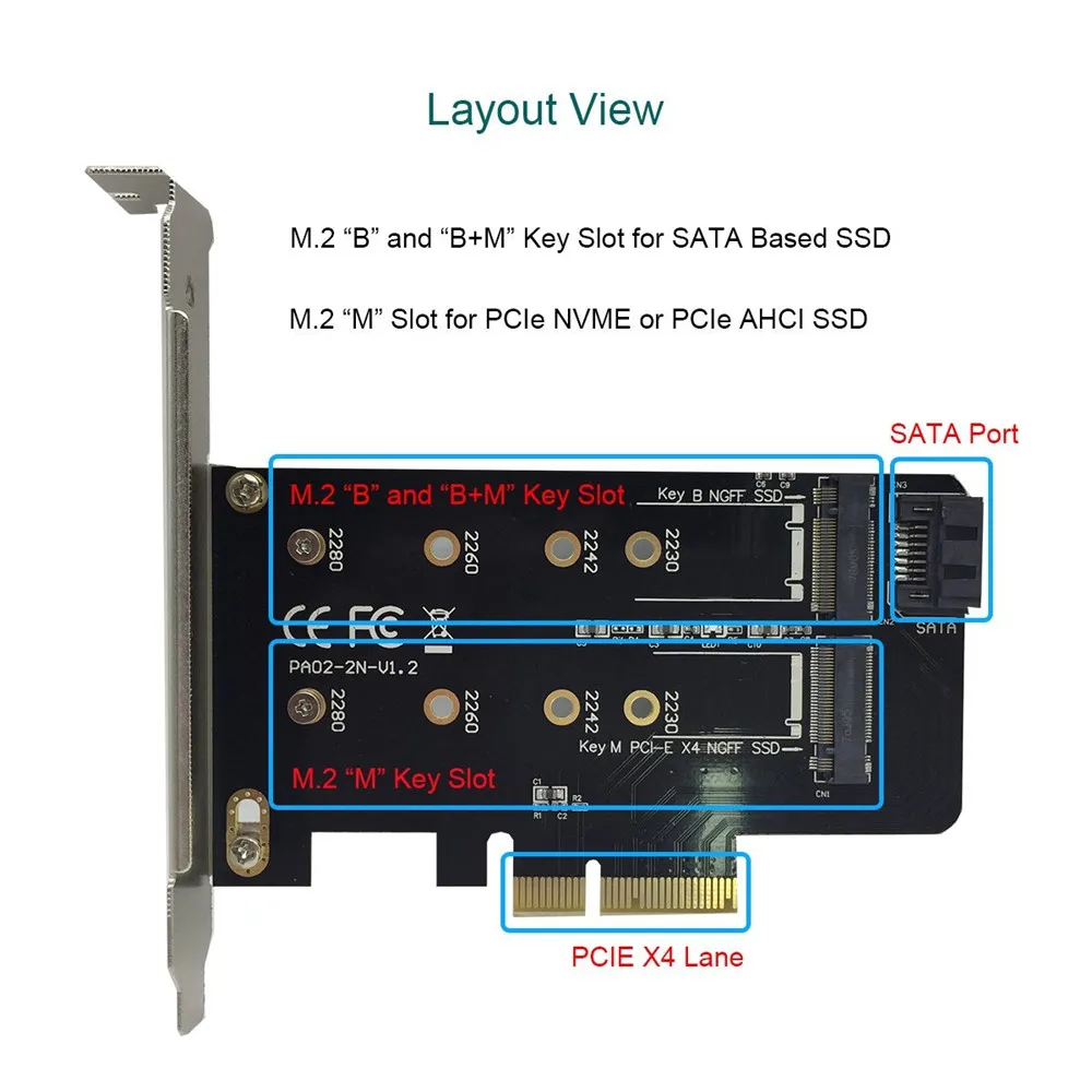 Dual M. 2 PCIe Adaptér M2 SSD NVME M Kľúč SATA-based B Tlačidlo PCI-e 3.0 x 4 Radič Converter Karty Podpora 2280 2260 2242 2230