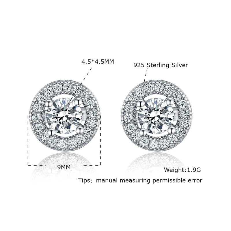 Dyson 925 Sterling Silver Stud Náušnice Klasické Crystal Zirconia Micro Pave Náušnice Pre Ženy Výročie Darčeky Módne Šperky