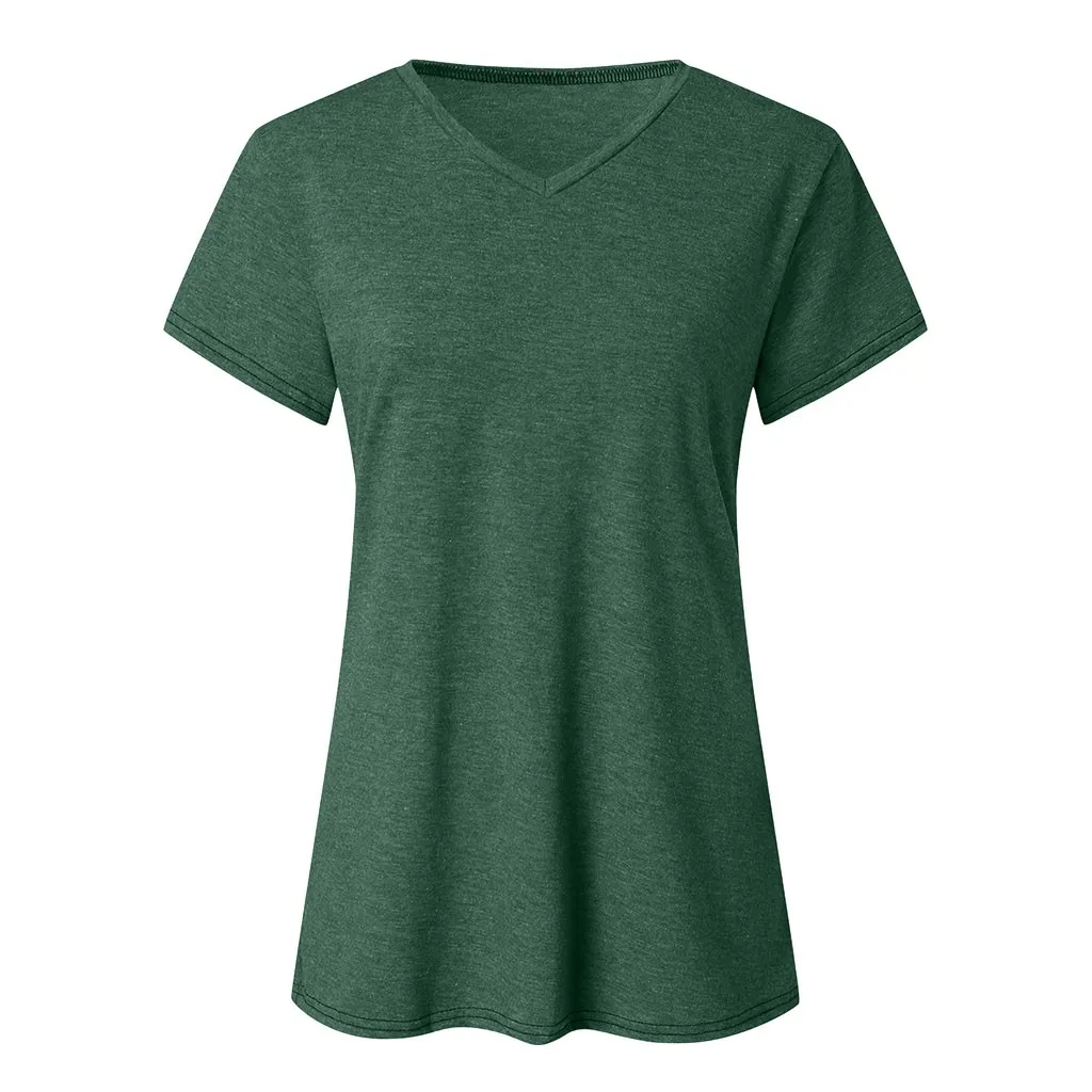 Dámske Bavlnené Zmesi Voľné Kovanie T-Shirts V Krku Krátky Rukáv, Topy, Tuniky Bežné T-Shirts Femme blusas 2020