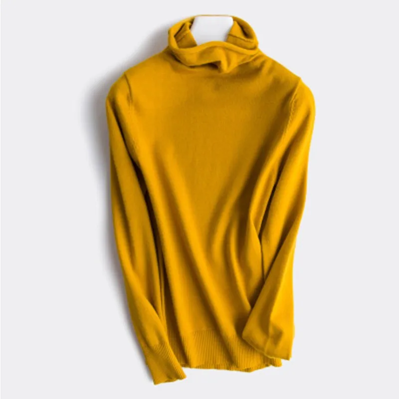 Dámske jesenné a zimné novú hromadu vysoká krku pulóver sveter žien dlhým rukávom farbou plus veľkosť pletené klesnutie tričko
