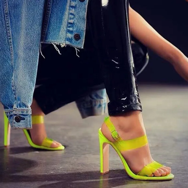 Dámske sandále na vysokom opätku topánky letné típat prst chaussure vysoké podpätky sandále pvc strany čerpadlá dámy svadobné čerpadla obuvi 10.5 cm