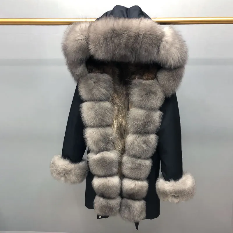 Dámske zimné bundy Reálne Mýval Psa Kožušinou, fox kožušiny golier môžu byť odstránené Reálne kožušinový kabát