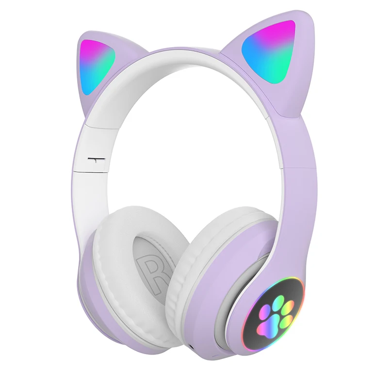 Dúha Farebná Led Mačka Ucho Bluetooth 5.0 Slúchadlá Šumu Deti Herné Headset Slúchadlá Pre MP3/TF Karty, 3.5 Mm Konektor