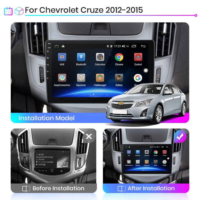 Eastereggs Pre Chevrolet Cruze 2012-2 din autorádia Android 8.1 9 palcový Dotykový displej GPS Navigácie Multimediálny Prehrávač