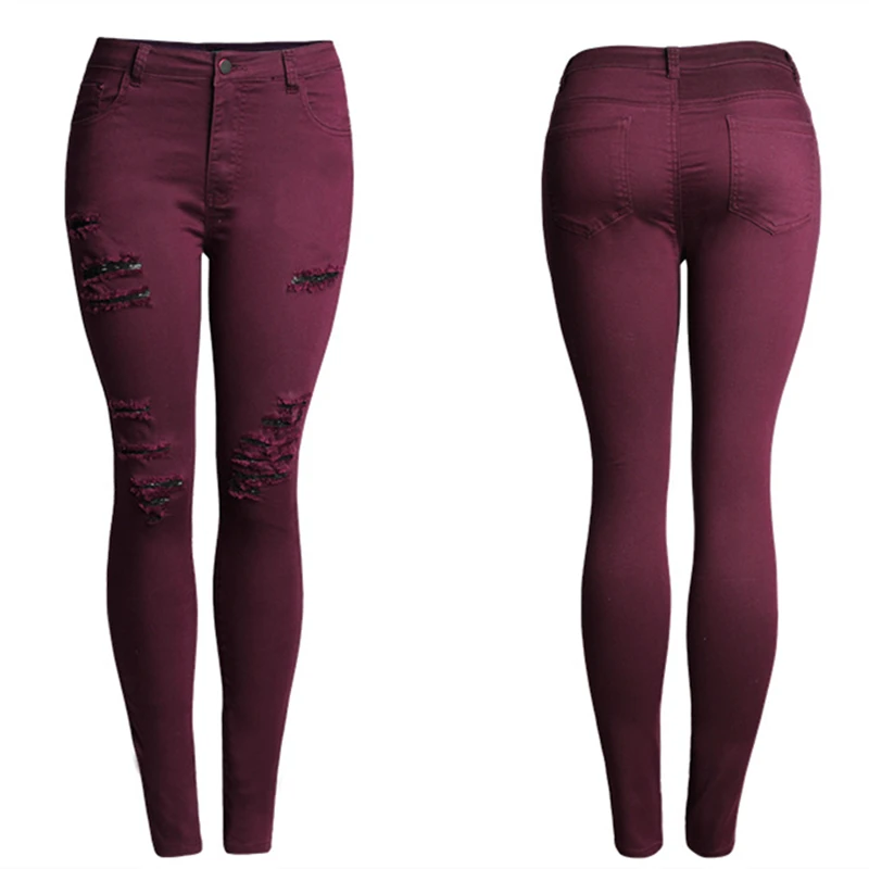 Elastické roztrhané džínsy pre ženy Otvor Ceruzkou Nohavice vysoký pás džínsy ženy džínsové nohavice Bežné jean nohavice pantalones vaqueros