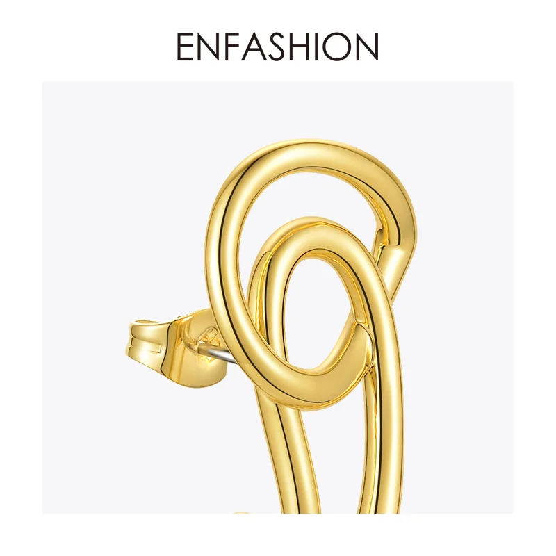 ENFASHION Interlaced Stud Náušnice Pre Ženy, Zlatá Farba Geometrické Piercing Earings Módne Šperky Priateľov Darčeky Brincos E201186