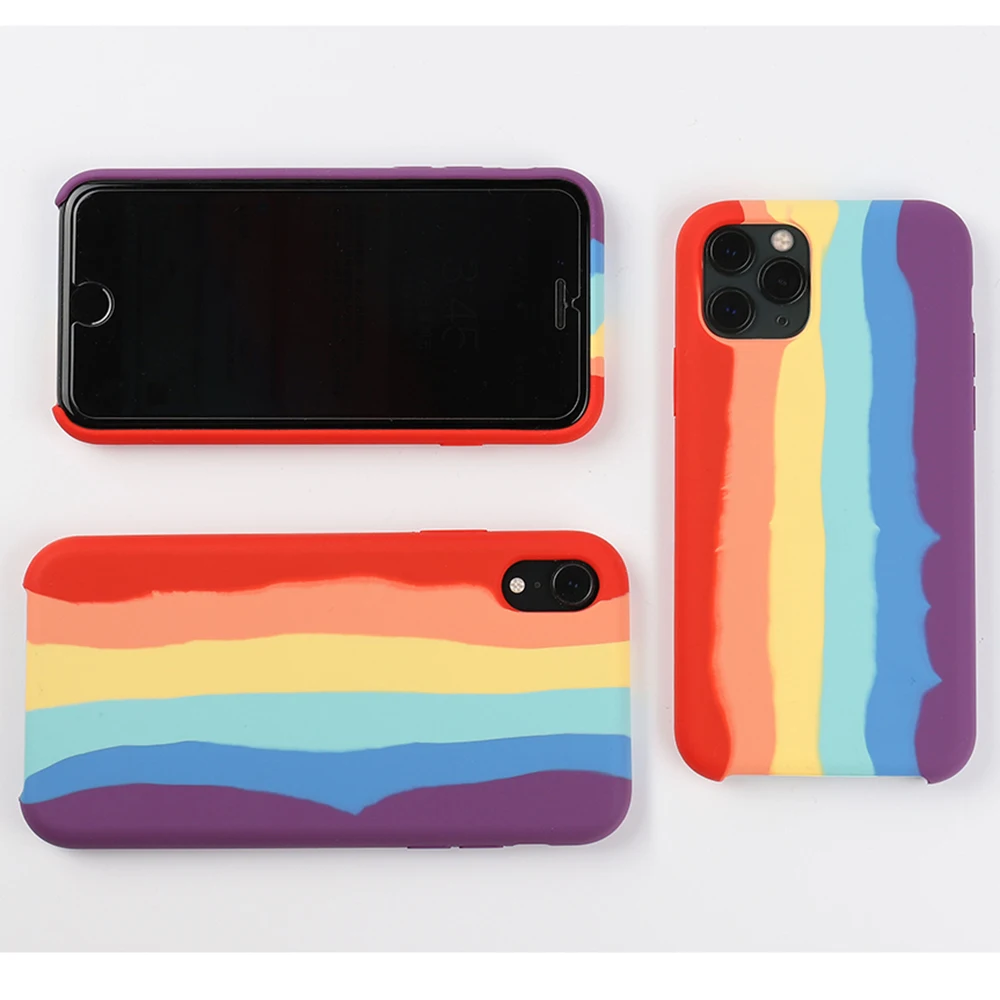 EPAI Originálne Tekuté Rainbow Silikónové puzdro Pre Apple iPhone 11 Pro Max SE2020 XR Xs Max 7 8 Plus Mäkké Späť Prípade&Retail Box