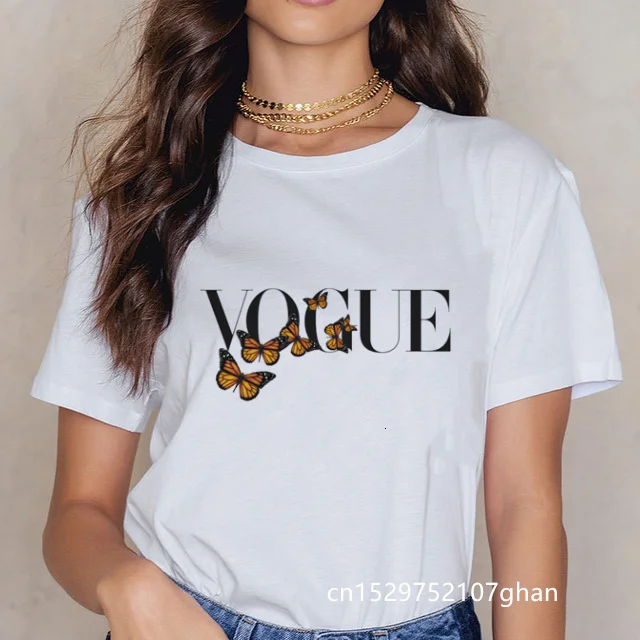 Estetické T Shirt Ženy Harajuku Grafickom Móde Tees Tričko Femmer Motýľ, Biela dámske tričko Nikdy vzdať Tričko