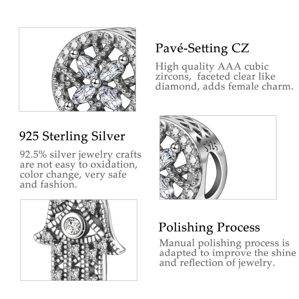 EUDORA Nové 925 Sterling Silver veľa Šťastia Ruke Knihu Kúziel CZ Kvet Prívesok fit Ženy Náramky & Náhrdelníky DIY Šperky Z67