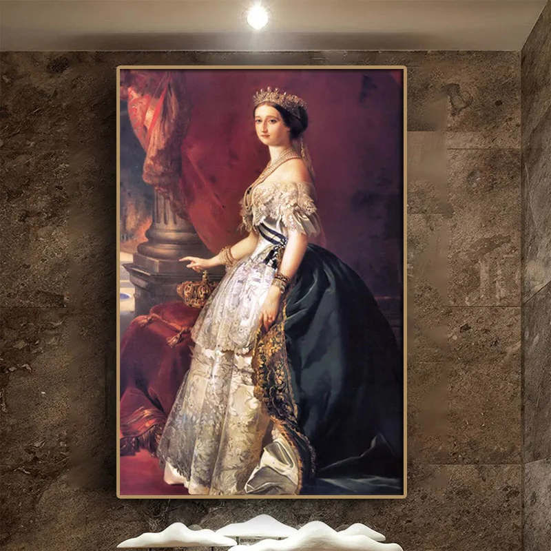 Eugenie de Montijo tým, Franz Xaver Winterhalter Portrét olejomaľba Na Plátno na Stenu Umenie Plagátu a Tlačiť Obrázok pre Obývacia Izba