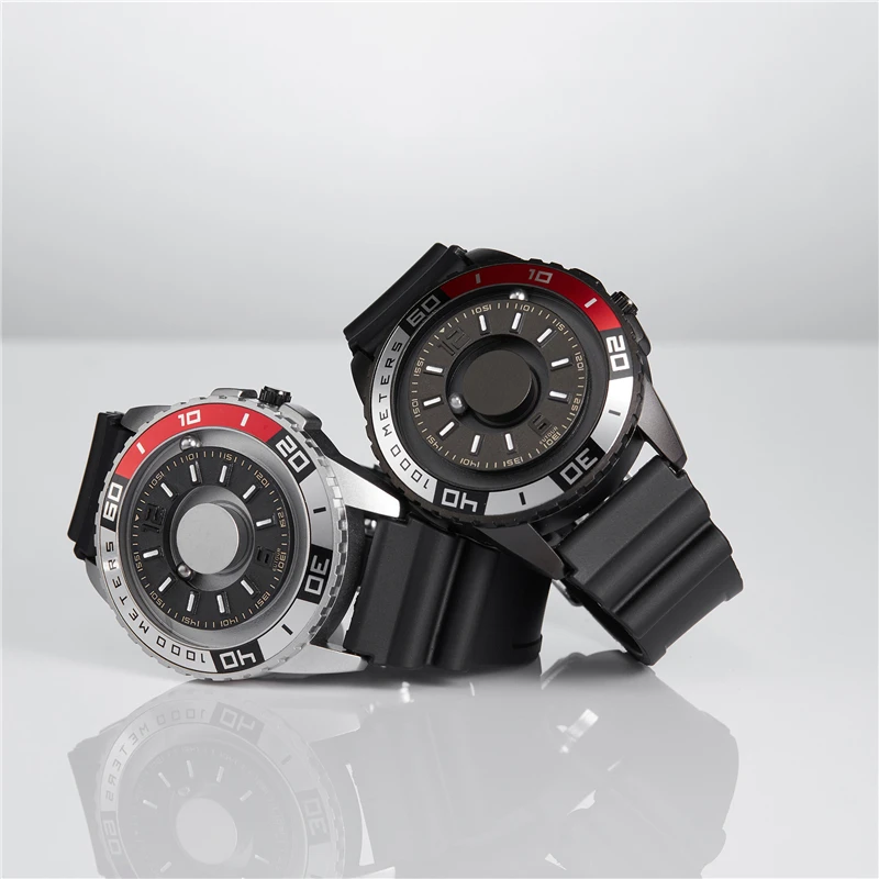 EUTOUR Nové inovatívne magnetických kovov multi-funkčné pánske hodinky módne športové quartz hodinky jednoduchý popruh pilot